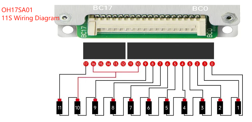 سیم کشی سیستم مدیریت باتری لیتیوم فسفات 7 الی 17 سری