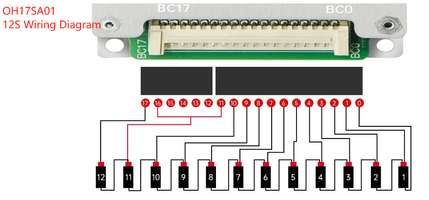 سیم کشی سیستم مدیریت باتری لیتیوم فسفات 7 الی 17 سری