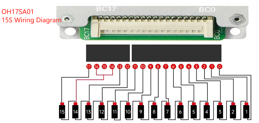 سیم کشی سیستم مدیریت باتری لیتیوم فسفات 7 الی 17 سری