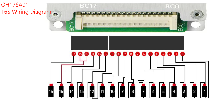 سیم کشی سیستم مدیریت باتری لیتیوم فسفات 7 الی 17 سری