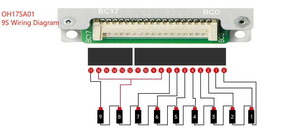 سیم کشی سیستم مدیریت باتری لیتیوم فسفات 7 الی 17 سری